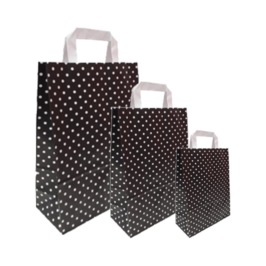 Papiertüten Punkte schwarz - Flachgriff