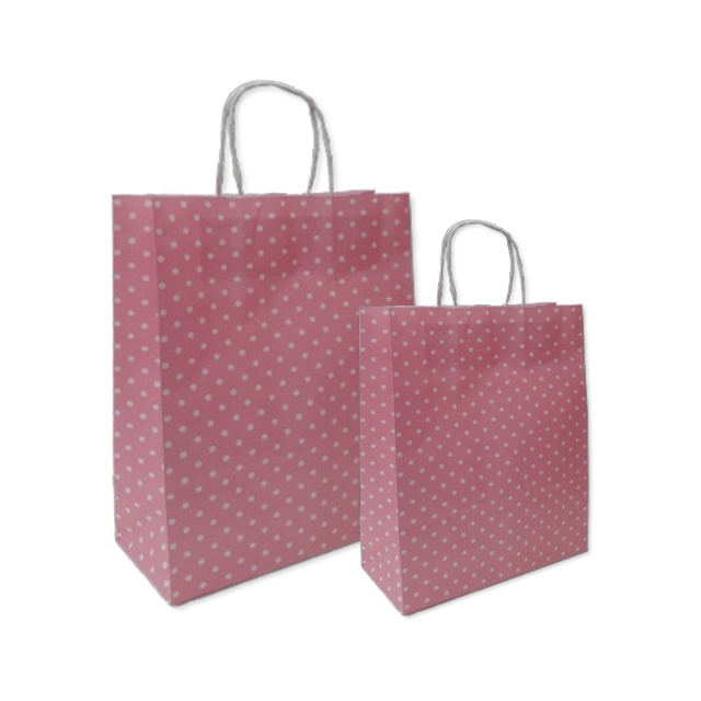 Papiertüten Punkte rosa - Kordelgriff