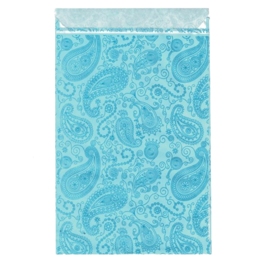 Geschenkflachbeutel Paisley blau