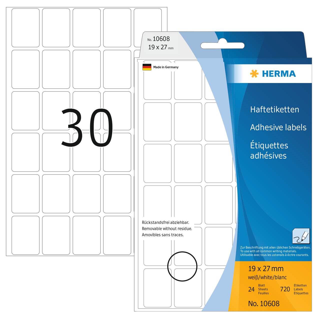 Haftetiketten 19 x 27mm, 10608