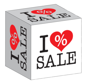 Dekorationswürfel I Love Sale