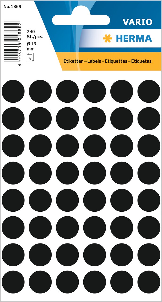 Farbpunkte schwarz Ø 13mm, 1869