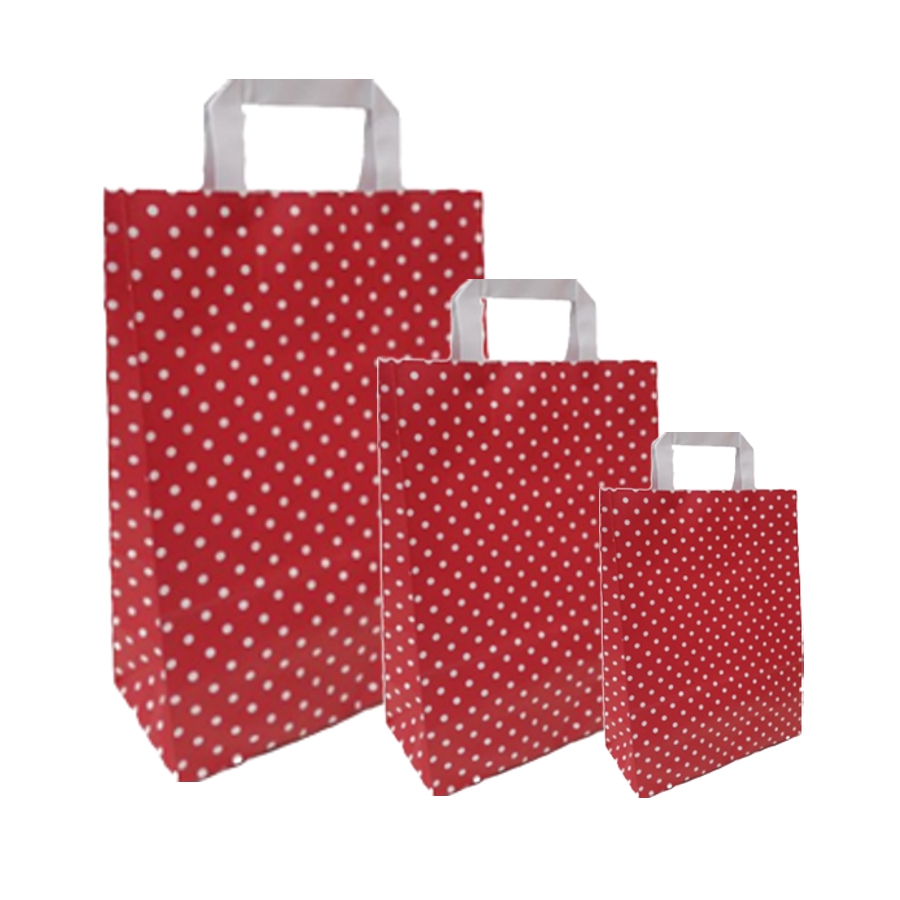 Papiertüten Punkte rot - Flachgriff