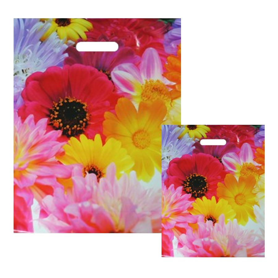 PE-Tragetaschen Blumenmotiv