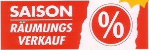 Ankleber Saison Räumungsverkauf