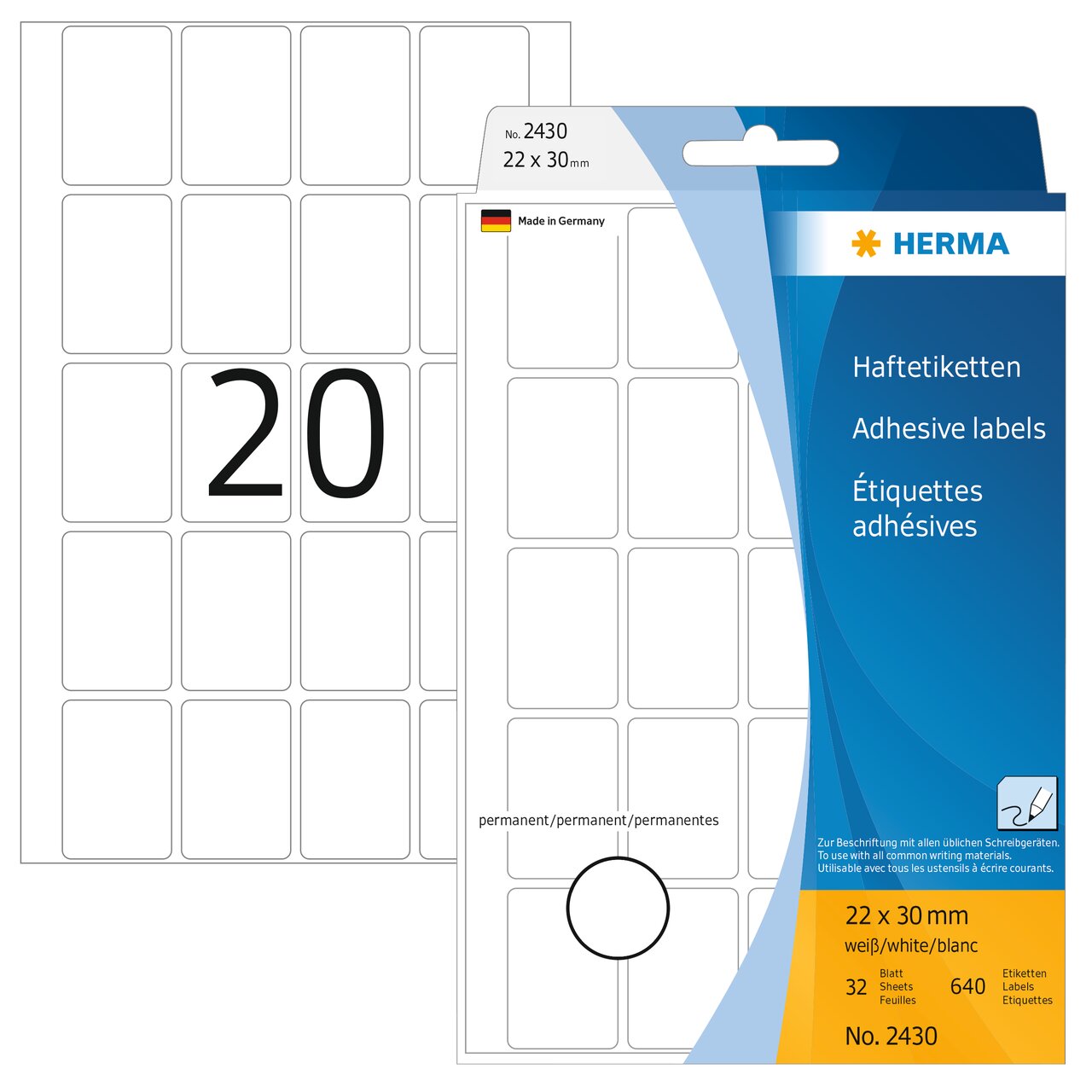 Haftetiketten 22 x 30mm, 2430