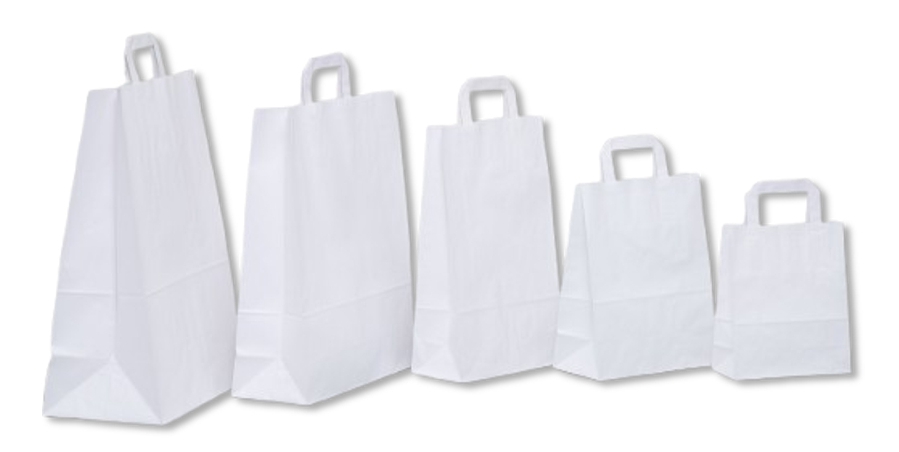 Papiertüten weiß - Flachgriff