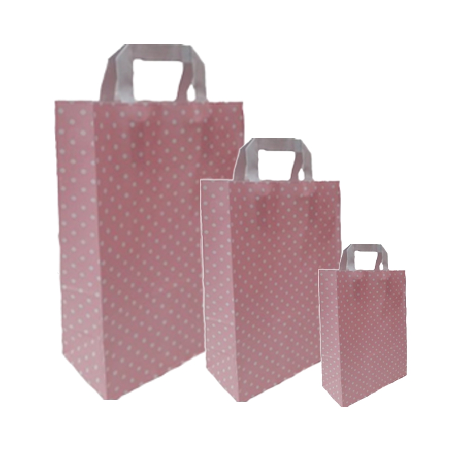 Papiertüten Punkte rosa - Flachgriff