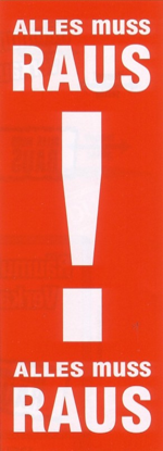 Langbahnplakat Alles Muss Raus