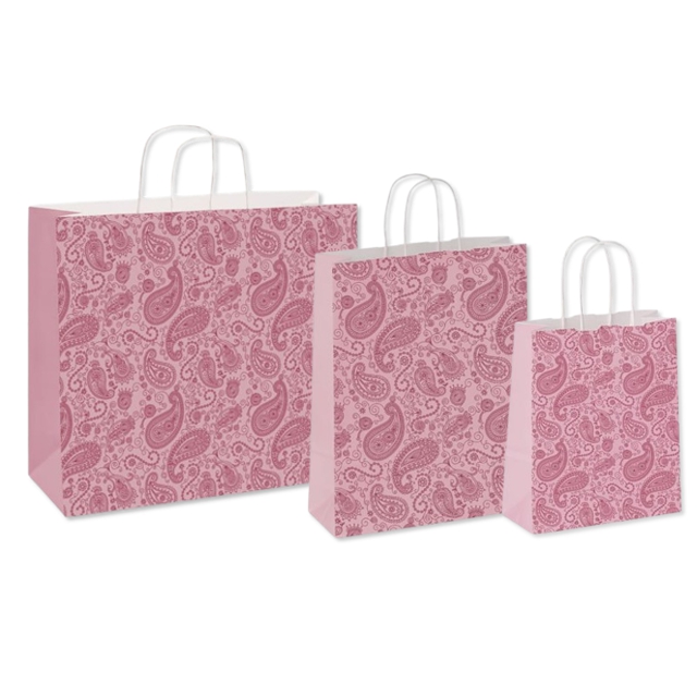 Papiertüten Paisley Rosè - Kordelgriff